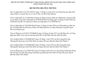 Quyết định 6070/QĐ-BCT 2015 điều chỉnh Quy hoạch xây dựng Nhà máy điện hạt nhân Ninh Thuận