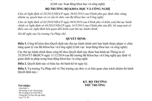 Quyết định 1482/QĐ-BKHCN 2015 thủ tục hành chính mới thuộc phạm vi quản lý Bộ Khoa học Công nghệ