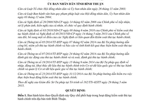 Quyết định 25/2015/QĐ-UBND Quy chế phối hợp kiểm soát thủ tục hành chính Bình Thuận