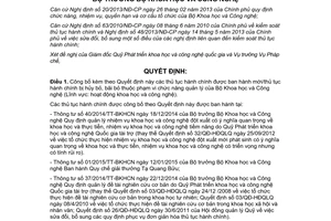 Quyết định 1484/QĐ-BKHCN 2015 công bố thủ tục hành chính mới sửa đổi Bộ Khoa học và Công nghệ