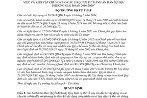 Quyết định 1112/QĐ-BTP 2015 đầu tư xây dựng công trình trụ sở kho vật chứng cơ quan thi hành án