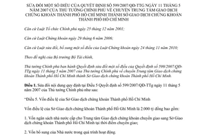 Quyết định 21/2015/QĐ-TTg sửa đổi Quyết định 599/2007/QĐ-TTg