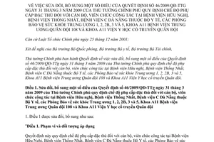 Quyết định 20/2015/QĐ-TTg sửa đổi chế độ phụ cấp đặc thù đối với cán bộ viên chức công tác tại Bệnh viện