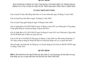 Quyết định 24/2015/QĐ-UBND ứng dụng văn bản điện tử của cơ quan nhà nước Thừa Thiên Huế
