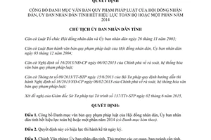 Quyết định 1102/QĐ-UBND 2015 văn bản quy phạm pháp luật hết hiệu lực 2014 Thừa Thiên Huế