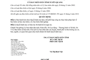 Quyết định 180/QĐ-UBND 2015 phối hợp thực hiện pháp luật bảo hiểm xã hội bảo hiểm y tế Tuyên Quang