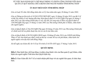 Quyết định 565/QĐ-UBND-HC 2015 Hoạt động Ban quản lý quỹ khám chữa bệnh người nghèo Đồng Tháp