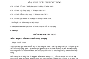 Nghị định 59/2015/NĐ-CP quản lý dự án đầu tư xây dựng