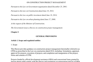 Decree No. 59/2015/ND-CP on construction project management