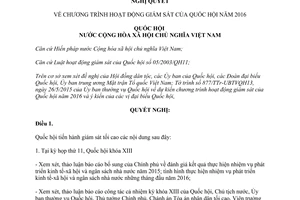 Nghị quyết 91/2015/QH13 chương trình hoạt động giám sát của Quốc hội 2016