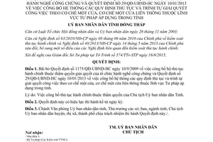 Quyết định 573/QĐ-UBND-HC 2015 bãi bỏ thủ tục hành chính tổ chức hành nghề công chứng Đồng Tháp