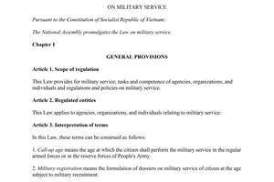 Law No. 78/2015/QH13 on military service
