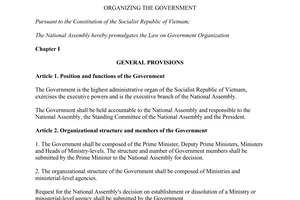 Law No. 76/2015/QH13 Organizing The Government