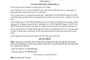 Quyết định 20/2015/QĐ-UBND bàn giao tài sản khi kết thúc đề tài Nghiên cứu Sơn La