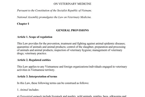 Law No. 79/2015/QH13 on veterinary medicine
