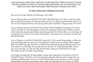 Quyết định 27/2015/QĐ-UBND dự án hỗ trợ sản xuất Chương trình 135 xã khó khăn Quảng Ngãi