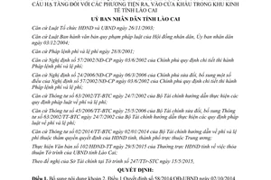 Quyết định 27/2015/QĐ-UBND bổ sung 58/2014/QĐ-UBND Thu phí sử dụng công trình hạ tầng Lào Cai