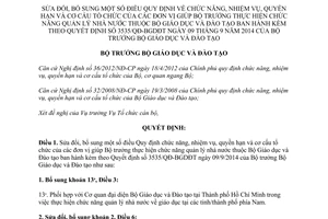 Quyết định 2116/QĐ-BGDĐT 2015 chức năng nhiệm vụ cơ cấu các đơn vị giúp Bộ trưởng quản lý nhà nước