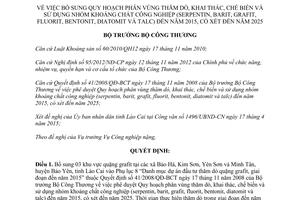 Quyết định 6242/QĐ-BCT 2015 phân vùng thăm dò khai thác sử dụng nhóm khoáng chất công nghiệp
