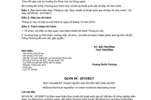 Thông tư 16/2015/TT-BCT ban hành Quy chuẩn kỹ thuật quốc gia về Dây nổ chịu nước