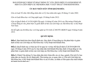 Quyết định 1615/QĐ-UBND hoạt động tư vấn phản biện giám định xã hội liên hiệp khoa học kỹ thuật Khánh Hòa 2015