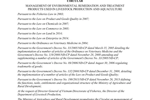 Circular No. 23/2015/TT-BNNPTNT environmental remediation products livestock aquaculture