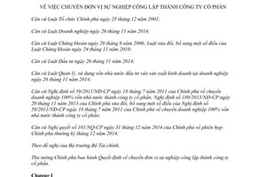 Quyết định 22/2015/QĐ-TTg chuyển đơn vị sự nghiệp công lập thành công ty cổ phần