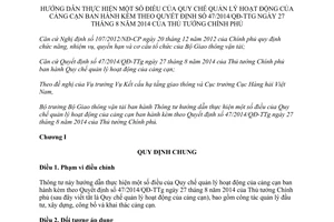 Thông tư 26/2015/TT-BGTVT hướng dẫn hoạt động cảng cạn theo Quyết định 47/2014/QĐ-TTg