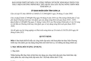 Quyết định 1329/QĐ-UBND cấp nước sinh hoạt phân tán xây dựng nông thôn mới Sơn La 2015