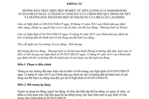 Thông tư 23/2015/TT-BLĐTBXH hướng dẫn một số điều về tiền lương theo Nghị định 05/2015/NĐ-CP