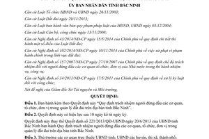 Quyết định 24/2015/QĐ-UBND trách nhiệm người đứng đầu cơ quan trong quản lý đất đai Bắc Ninh