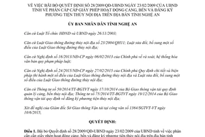 Quyết định 2627/QĐ.UBND-GT 2015 giấy phép hoạt động cảng đăng ký phương tiện thủy nội địa Nghệ An