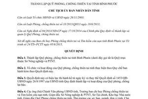 Quyết định 1286/QĐ-UBND 2015 thành lập Quỹ phòng chống thiên tai Bình Phước