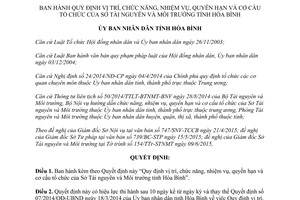 Quyết định 18/2015/QĐ-UBND cơ cấu tổ chức Sở Tài nguyên Môi trường Hòa Bình