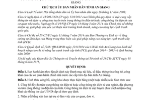 Quyết định 1135/QĐ-UBND 2015 danh mục tài liệu thông tin công khai của cơ quan hành chính An Giang
