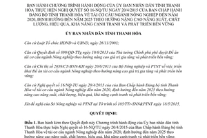 Quyết định 2320/QĐ-UBND tái cơ cấu ngành nông nghiệp nâng cao năng suất chất lượng Thanh Hóa 2015