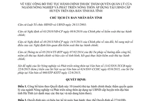 Quyết định 2423/QĐ-UBND 2015 thủ tục hành chính ngành Nông nghiệp Phát triển nông thôn Hà Tĩnh