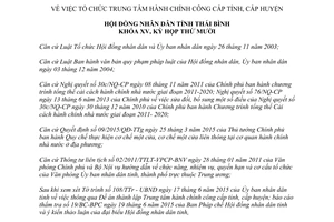 Nghị quyết 12/2015/NQ-HĐND tổ chức Trung tâm hành chính công cấp tỉnh cấp huyện Thái Bình