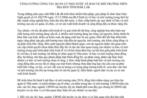 Chỉ thị 08/CT-UBND 2015 quản lý nhà nước về bảo vệ môi trường Đắk Lắk