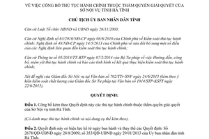 Quyết định 2444/QĐ-UBND 2015 thủ tục hành chính thuộc Sở Nội vụ Hà Tĩnh