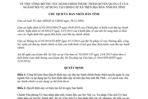 Quyết định 2442/QĐ-UBND 2015 công bố thủ tục hành chính ngành Nội vụ Hà Tĩnh