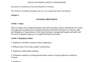 Law No. 84/2015/QH13 on occupational safety and hygiene