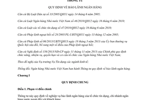 Thông tư 07/2015/TT-NHNN Quy định về bảo lãnh ngân hàng