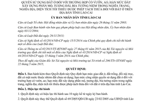 Quyết định 29/2015/QĐ-UBND hạn mức giao đất quyền sử dụng đất diện t&#237;ch t&#225;ch thửa L&#224;o Cai