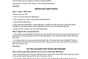 Thông tư 14/2015/TT-BYT Quản lý thuốc Methadone