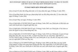 Quyết định 23/2015/QĐ-UBND quản lý hoạt động khai thác bảo vệ nguồn lợi thủy sản Kiên Giang