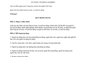 Luật an toàn vệ sinh lao động 2015