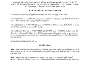 Quyết định 17/2015/QĐ-UBND cơ cấu tổ chức Chi cục Tiêu chuẩn Đo lường Chất lượng Ninh Bình