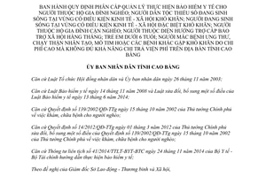 Quyết định 15/2015/QĐ-UBND phân cấp quản lý thực hiện bảo hiểm y tế cho gia đình hộ nghèo Cao Bằng