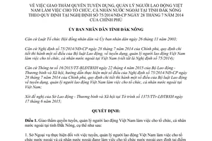 Quyết định 919/QĐ-UBND giao thẩm quyền tuyển dụng người lao động làm cho nước ngoài Đắk Nông